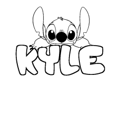 Coloring page first name KYLE - Stitch background