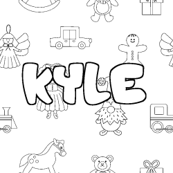 Coloring page first name KYLE - Toys background