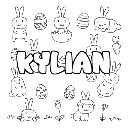 Coloring page first name KYLIAN - Easter background