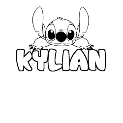 Coloring page first name KYLIAN - Stitch background