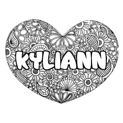 Coloring page first name KYLIANN - Heart mandala background