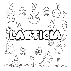 Coloring page first name LAETICIA - Easter background