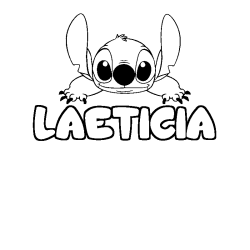 Coloring page first name LAETICIA - Stitch background