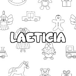 Coloring page first name LAETICIA - Toys background