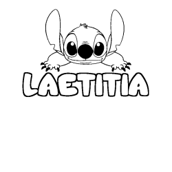 Coloring page first name LAETITIA - Stitch background