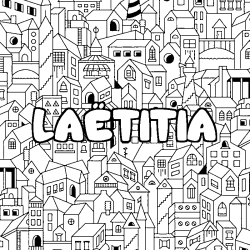 Coloring page first name LAËTITIA - City background