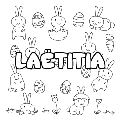Coloring page first name LAËTITIA - Easter background