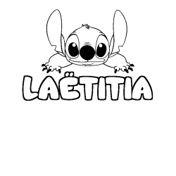 Coloring page first name LAËTITIA - Stitch background