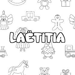 Coloring page first name LAËTITIA - Toys background