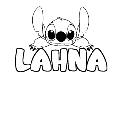 Coloring page first name LAHNA - Stitch background