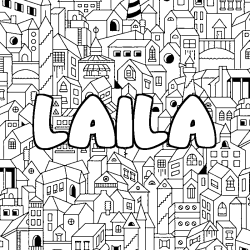 Coloring page first name LAILA - City background