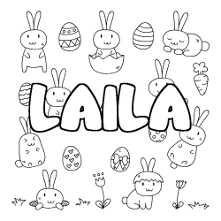 Coloring page first name LAILA - Easter background