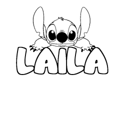 Coloring page first name LAILA - Stitch background