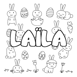 Coloring page first name LAÏLA - Easter background
