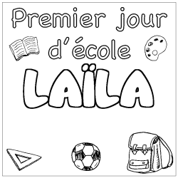 Coloring page first name LAÏLA - School First day background