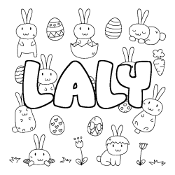 Coloring page first name LALY - Easter background