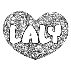 Coloring page first name LALY - Heart mandala background