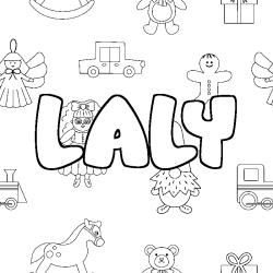 Coloring page first name LALY - Toys background