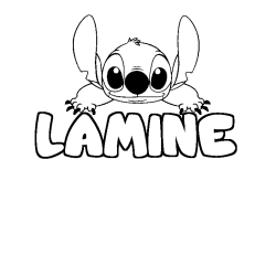 Coloring page first name LAMINE - Stitch background