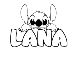 Coloring page first name LANA - Stitch background