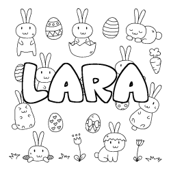 Coloring page first name LARA - Easter background