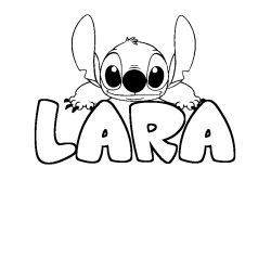 Coloring page first name LARA - Stitch background