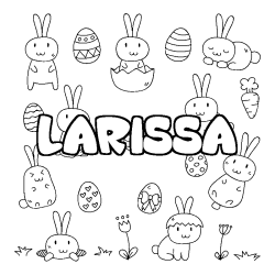 Coloring page first name LARISSA - Easter background