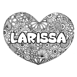Coloring page first name LARISSA - Heart mandala background