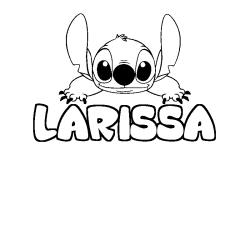 Coloring page first name LARISSA - Stitch background