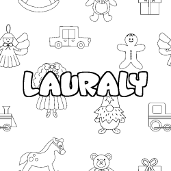 Coloring page first name LAURALY - Toys background