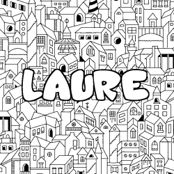 Coloring page first name LAURE - City background