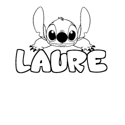 Coloring page first name LAURE - Stitch background