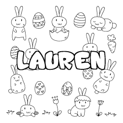 Coloring page first name LAUREN - Easter background
