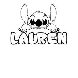 Coloring page first name LAUREN - Stitch background