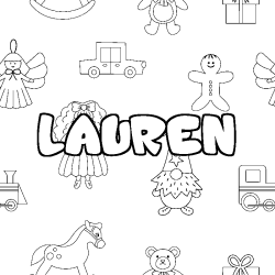Coloring page first name LAUREN - Toys background