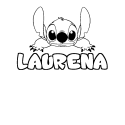 Coloring page first name LAURENA - Stitch background