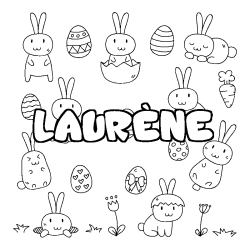 Coloring page first name LAURÈNE - Easter background