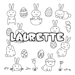 Coloring page first name LAURETTE - Easter background