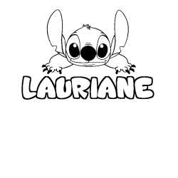 Coloring page first name LAURIANE - Stitch background