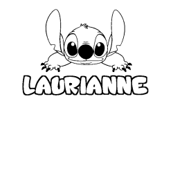 Coloring page first name LAURIANNE - Stitch background