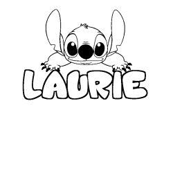 Coloring page first name LAURIE - Stitch background