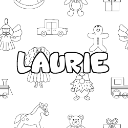 Coloring page first name LAURIE - Toys background