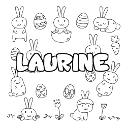 Coloring page first name LAURINE - Easter background