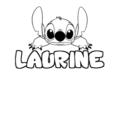 Coloring page first name LAURINE - Stitch background