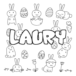 Coloring page first name LAURY - Easter background