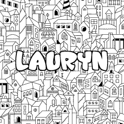 Coloring page first name LAURYN - City background