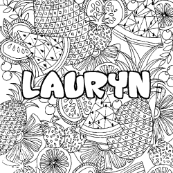 Coloring page first name LAURYN - Fruits mandala background