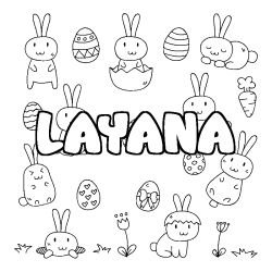 Coloring page first name LAYANA - Easter background