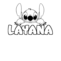Coloring page first name LAYANA - Stitch background
