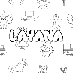 Coloring page first name LAYANA - Toys background
